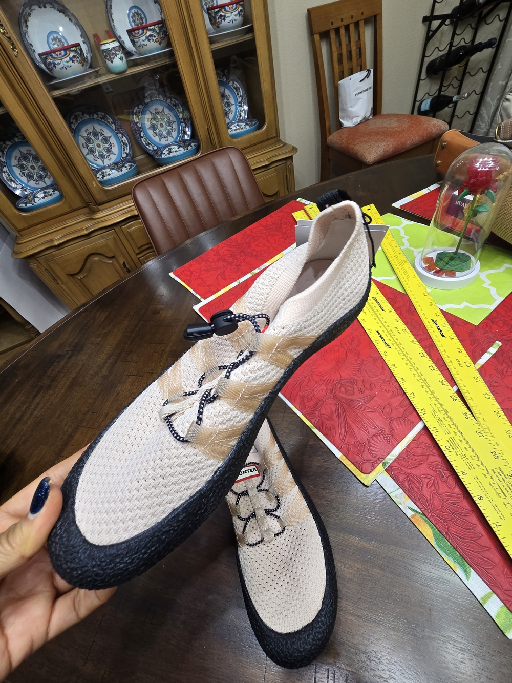 Hunter Lightweight Knit Lace-Up Sneakers in Blush - Picture 3 of 13